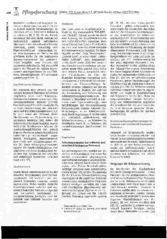 Vorschauseite 2: Schmerzerfassung bei sedierten und maschinell beatmeten Patienten - Eine systematische Literaturstudie