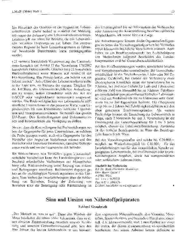 Vorschauseite 3: Das österreichische Lebensmittelsicherheitsund Verbraucherschutzgesetz (LMSVG)
