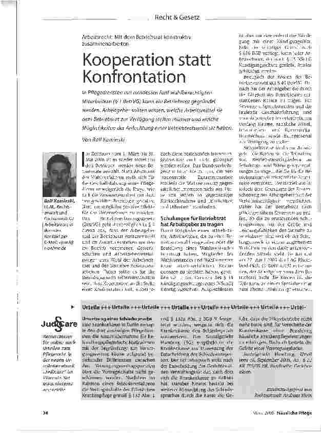 Vorschauseite 1: Kooperation statt KonfrontationArbeitsrecht: Mit dem Betriebsrat konstruktiv zusammenarbeiten