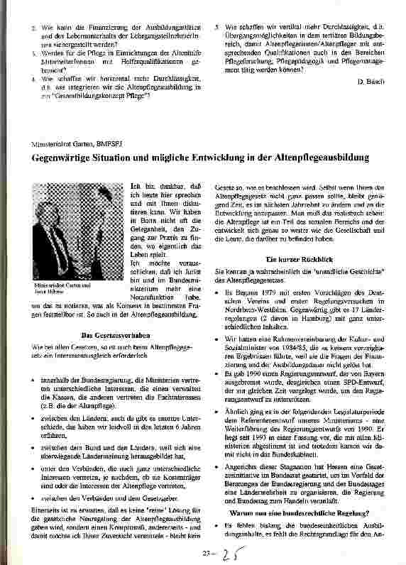 Vorschauseite 1: Gegenwärtige Situation und mögliche Entwicklung in der Altenpflegeausbildung