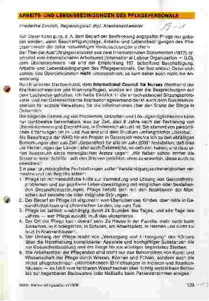 Vorschauseite 1: Arbeitsund Lebensbedingungen des Pflegepersonals