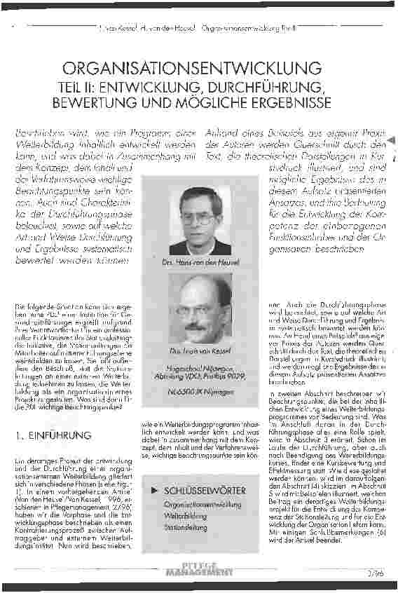 Vorschauseite 1: Organisationsentwicklung Teil II: Entwicklung, Durchführung, Bewertung und mögliche Ergebnisse