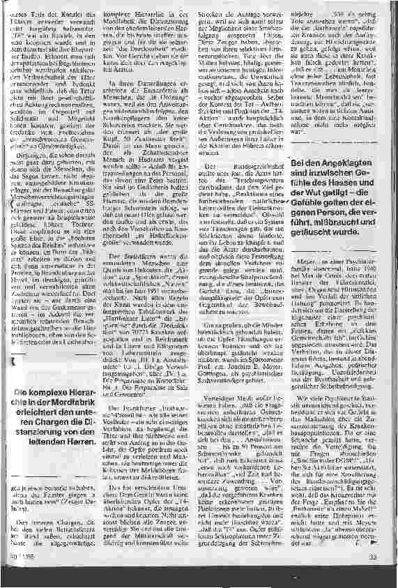 Vorschauseite 2: Die Fenster gingen ja nach hinten raus Der Frankfurter Euthanasie-Prozeß