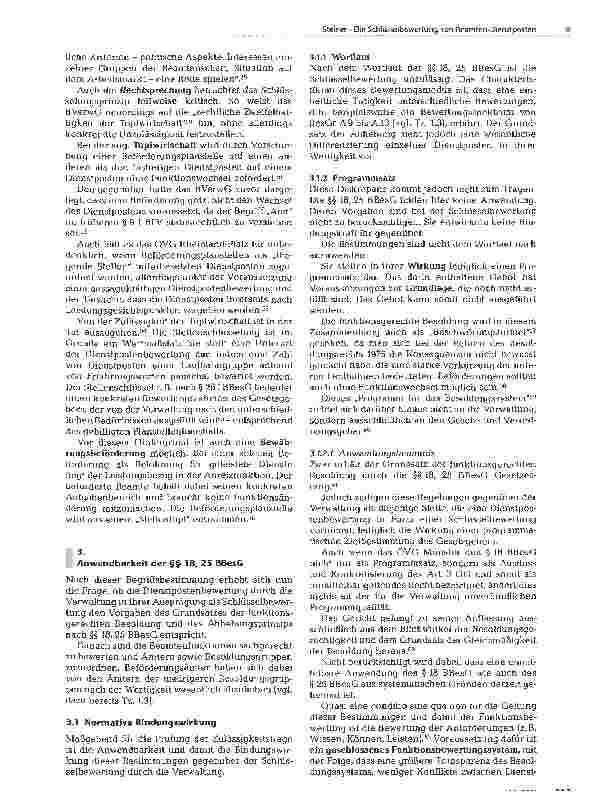Vorschauseite 4: Die Schlüsselbewertung von Beamten-Dienstposten - zulässige Grundlage einer funktionsgerechten Besoldung auch unter gleichstellungsrechtlichem Aspekt