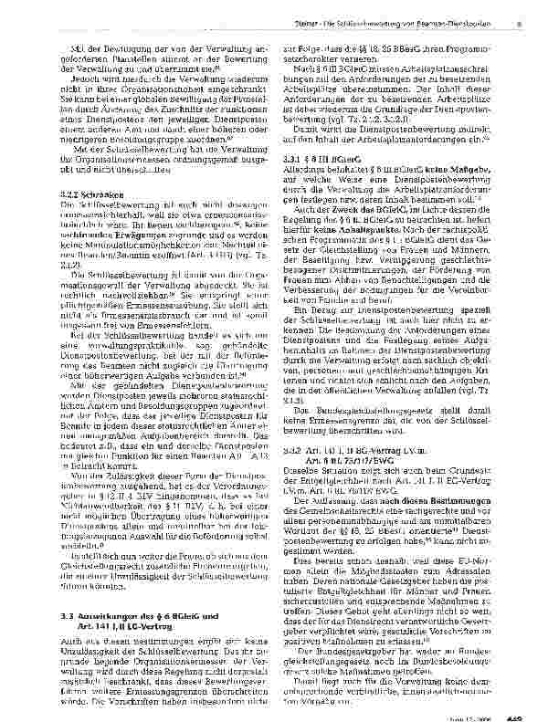 Vorschauseite 6: Die Schlüsselbewertung von Beamten-Dienstposten - zulässige Grundlage einer funktionsgerechten Besoldung auch unter gleichstellungsrechtlichem Aspekt