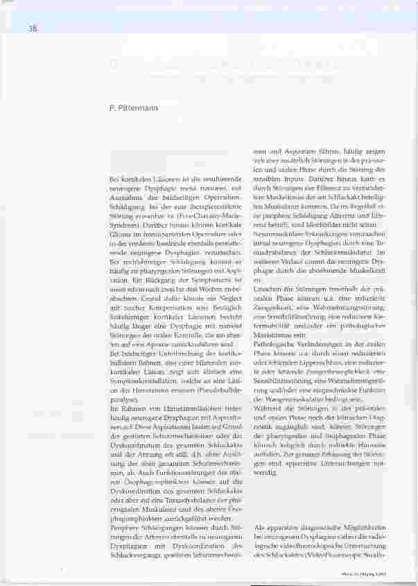 Vorschauseite 1: Dysphagiediagnostik und Indikation zur Tracheotomie bei neurogener Dysphagie