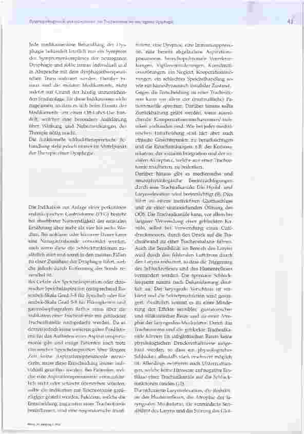 Vorschauseite 4: Dysphagiediagnostik und Indikation zur Tracheotomie bei neurogener Dysphagie