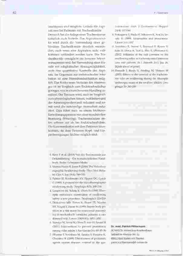 Vorschauseite 5: Dysphagiediagnostik und Indikation zur Tracheotomie bei neurogener Dysphagie