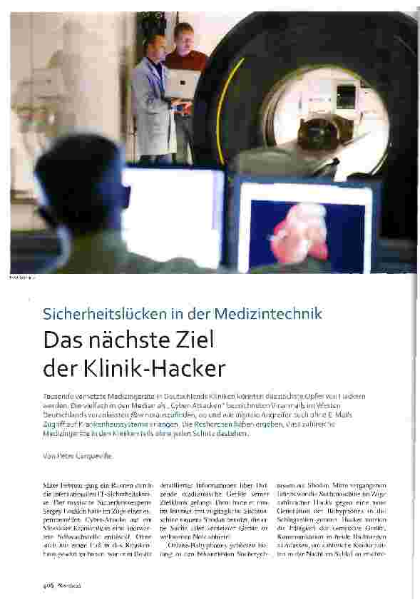 Vorschauseite 1: Das nächste Ziel der Klinik-Hacker