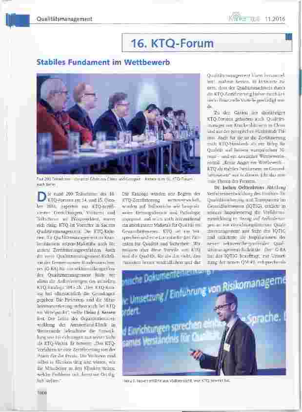 Vorschauseite 1: 16. KTQ-Forum Stabiles Fundament im Wettbewerb