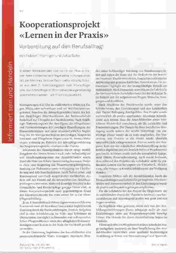 Vorschauseite 1: Kooperationsprojekt «Lernen in der Praxis» Vorbereitung auf den Berufsalltag!