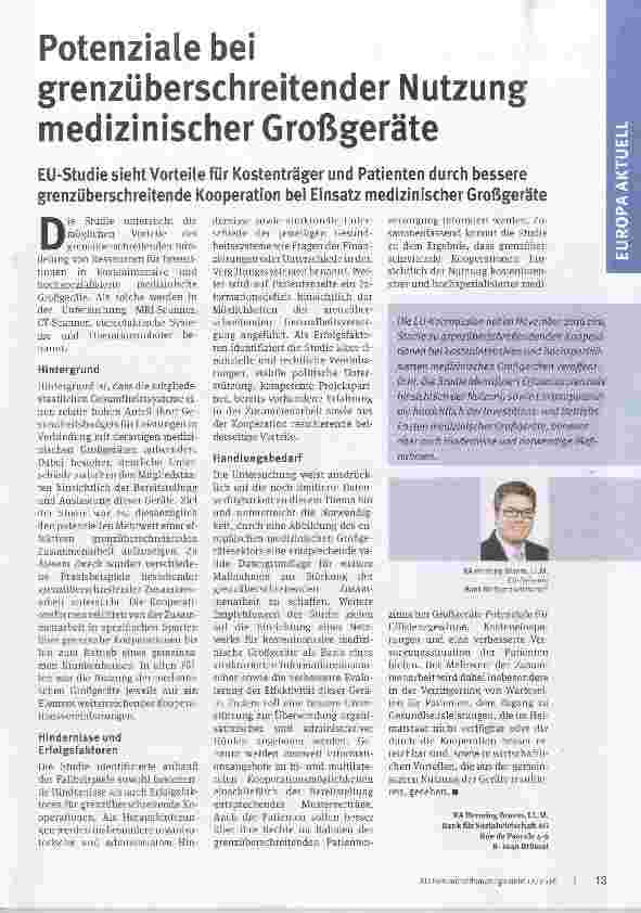 Vorschauseite 1: Potenziale bei grenzüberschreitender Nutzung medizinischer Großgeräte
