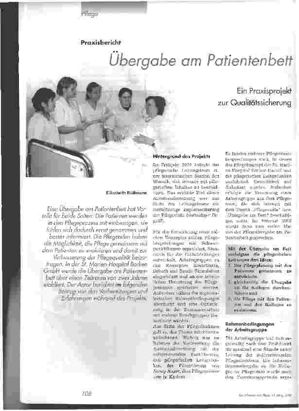 Vorschauseite 1: Übergabe am Patientenbett