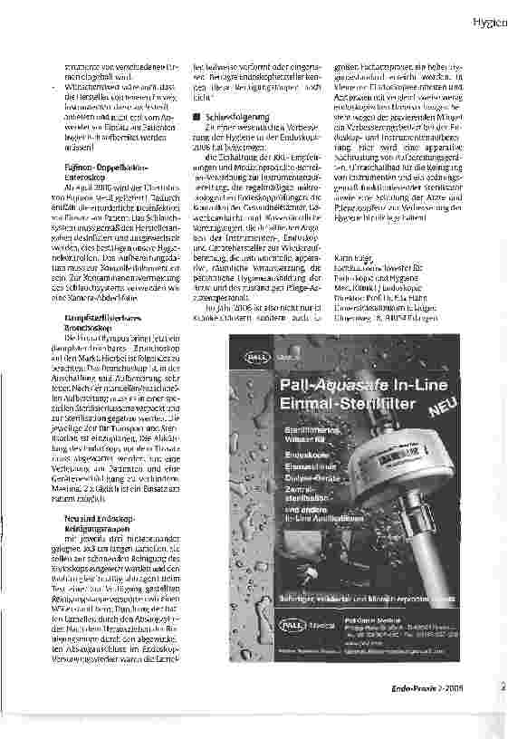 Vorschauseite 4: Hygiene in der Endoskopie Aktueller Stand 2006