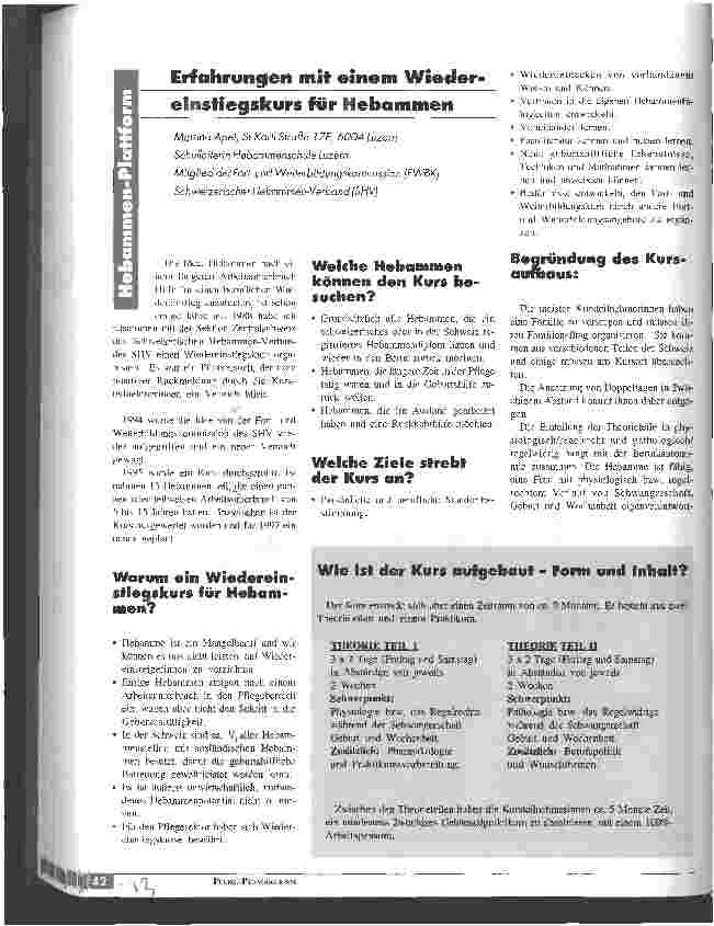 Vorschauseite 1: Erfahrungen mit einem Wiedereinstiegskurs für Hebammen