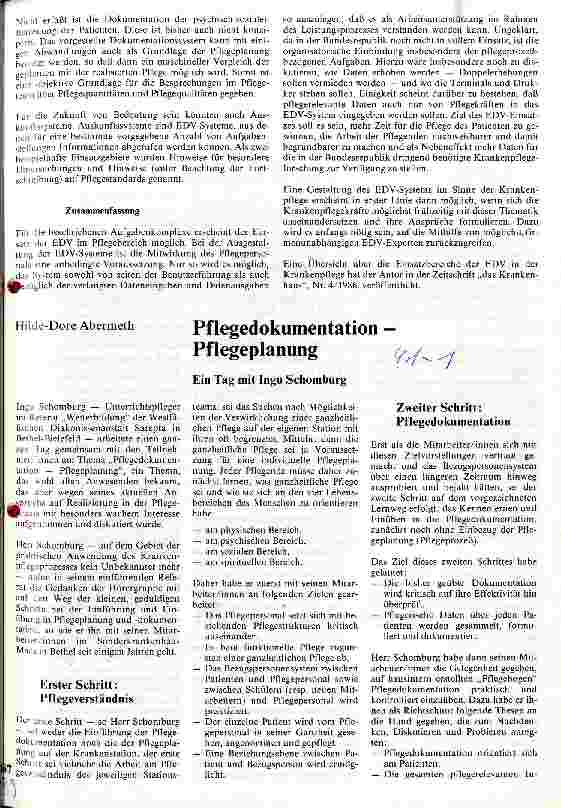 Vorschauseite 1: Pflegekokumentation - Pflegeplanung Ein Tag mit Ingo Schomburg