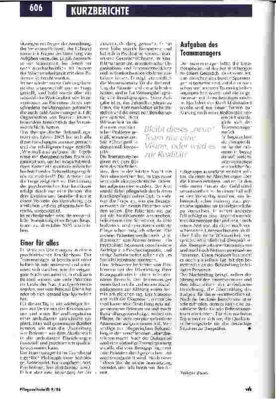 Vorschauseite 2: Das psychiatrische Behandlungsteam im Jahre 2005 - eine Vision?