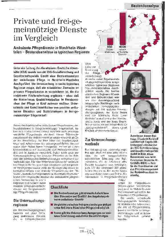 Vorschauseite 1: Private und frei-gemeinnützige Dienste im Vergleich Ambulante Pflegedienste in Nordrhein-Westfalen - Bestandsaufnahme in typischen Regionen