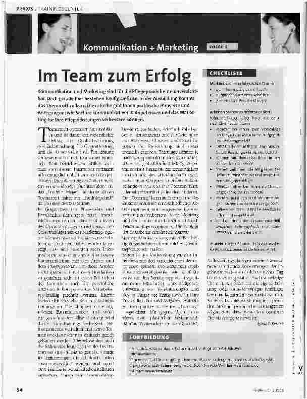 Vorschauseite 1: Im Team zum Erfolg