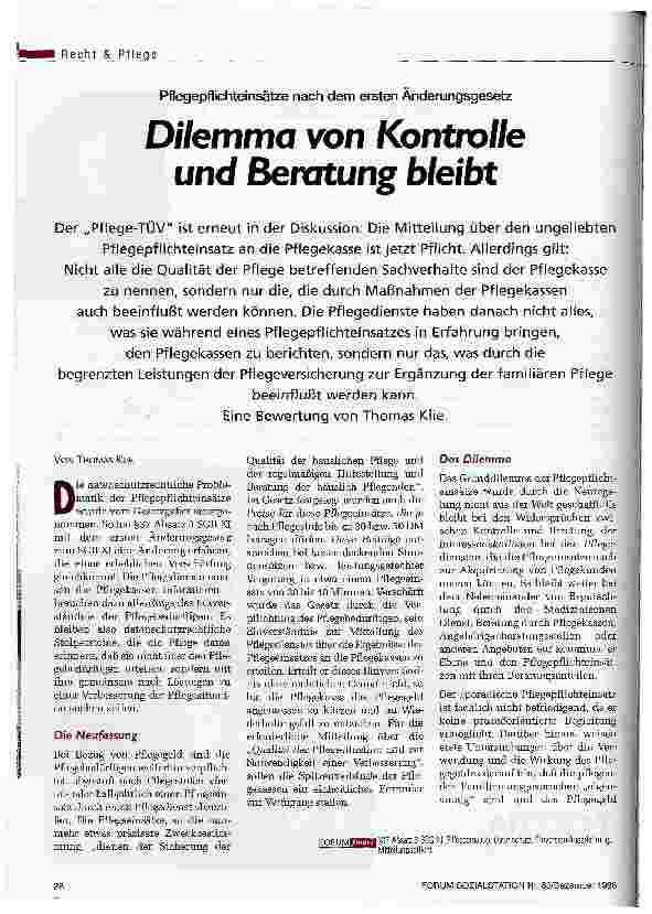 Vorschauseite 1: Dilemma von Kontrolle und Beratung bleibt
