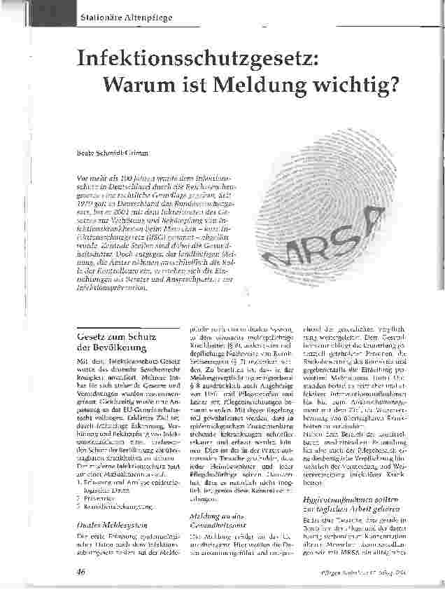 Vorschauseite 1: Infektionsschutzgesetz: Warum ist Meldung wichtig?