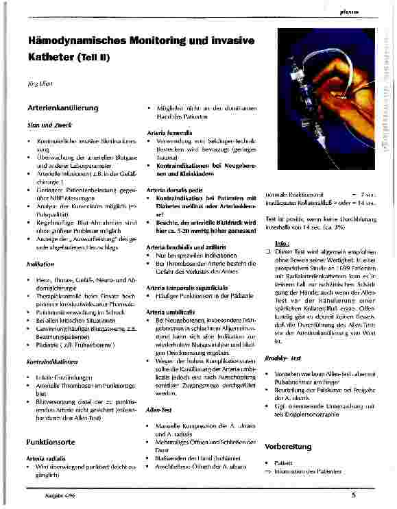 Vorschauseite 1: Hämodynamisches Monitoring und invasive Katheter (Teil II)