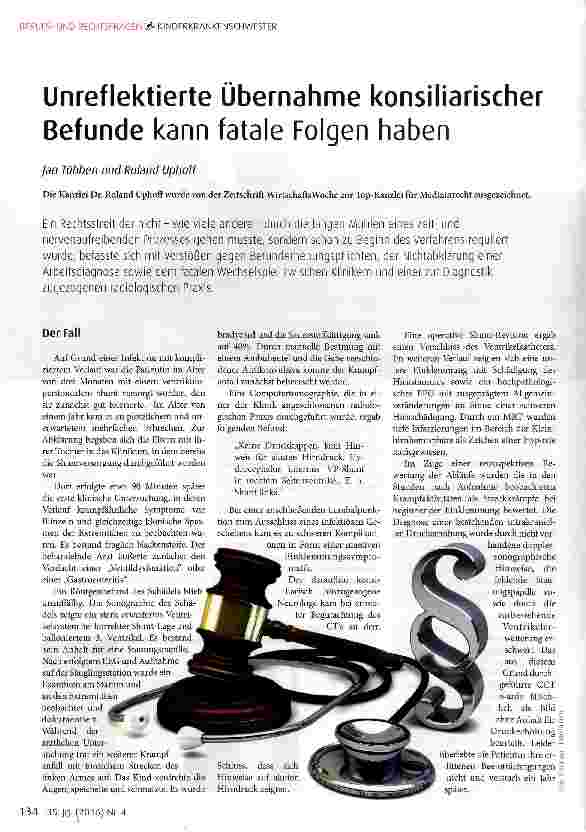 Vorschauseite 1: Unreflektierte Übernahme konsiliarischer Befunde kann fatale Folgen haben
