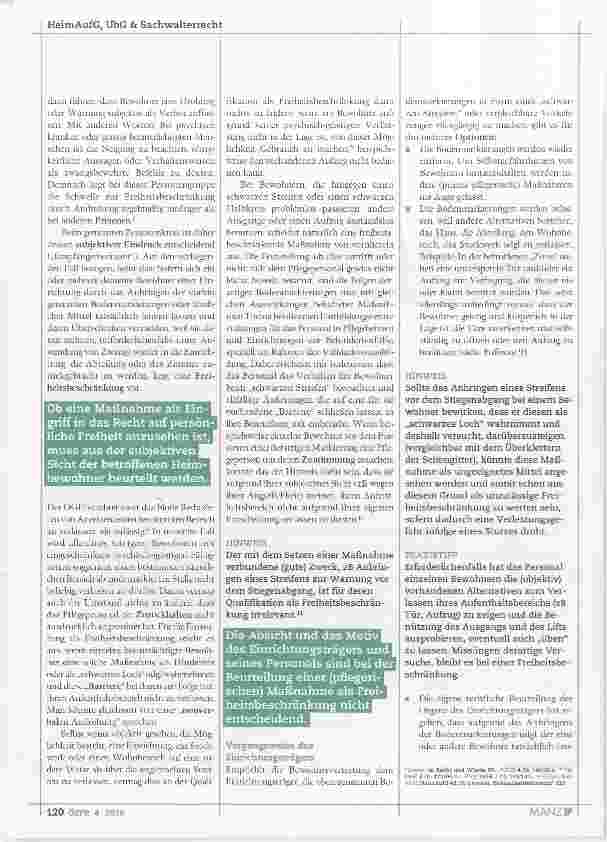 Vorschauseite 2: Ein schwarzer Streifen als Freiheitsbeschränkung gemäß HeimAufG?