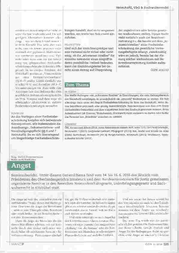 Vorschauseite 3: Ein schwarzer Streifen als Freiheitsbeschränkung gemäß HeimAufG?