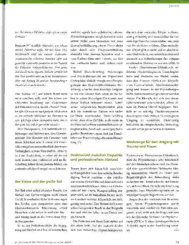 Vorschauseite 2: Blickpunkt Trauer: der Umgang mit Verlust Teil 1: Überblick - Physiotherapeuten in der Rolle des Begleiters durch schwierige Zeiten