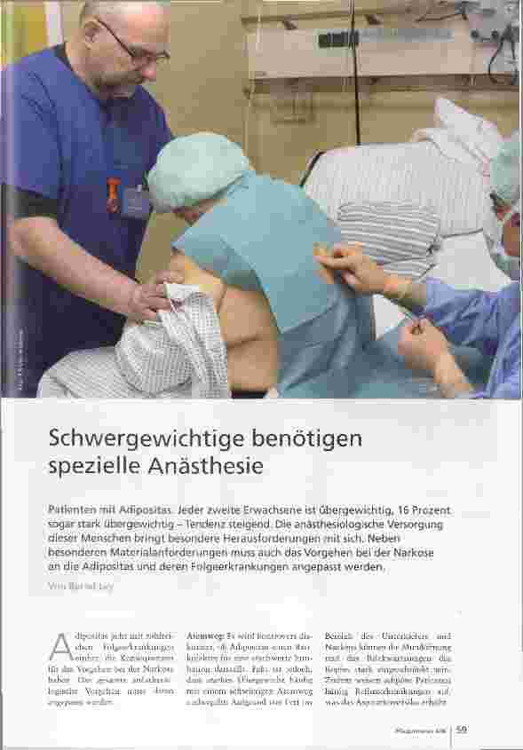 Vorschauseite 1: Schwergewichtige benötigen spezielle Anästhesie