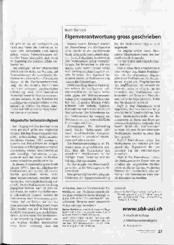 Vorschauseite 2: Medikamentenabgabe - Wie viel Kontrolle, wie vie Selbstverantwortung?