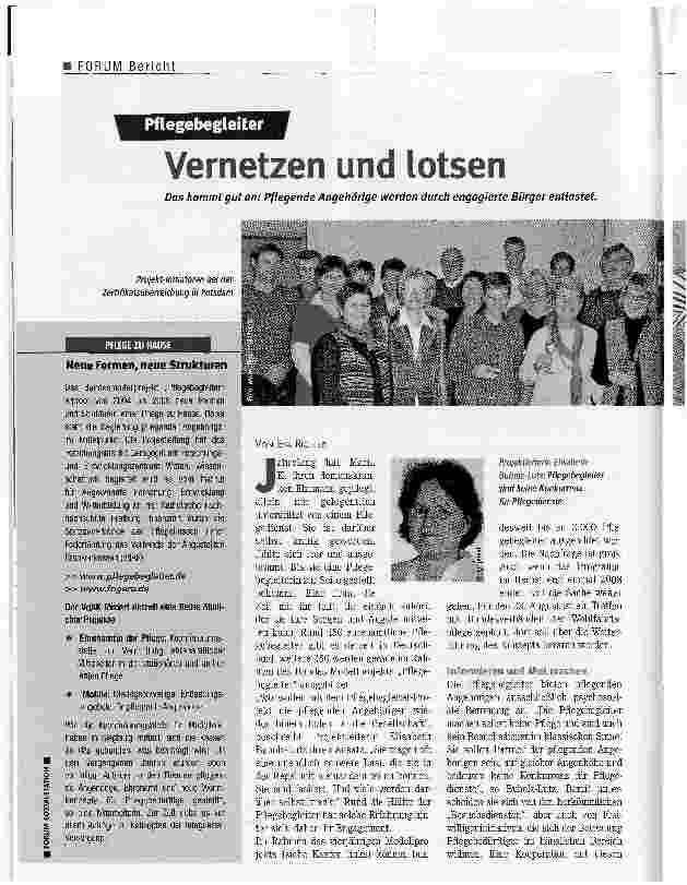 Vorschauseite 1: Vernetzen und lotsenDas kommt gut an: Pflegende Angehörige werden durch engagierte Bürger entlastet