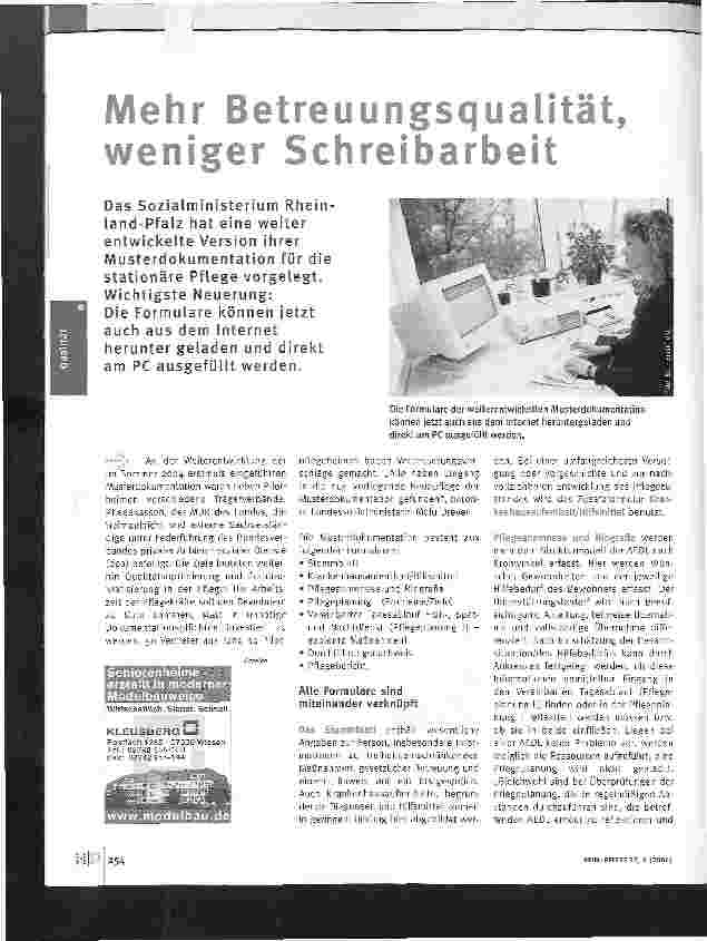 Vorschauseite 1: Mehr Betreuungsqualität weniger Schreibarbeit