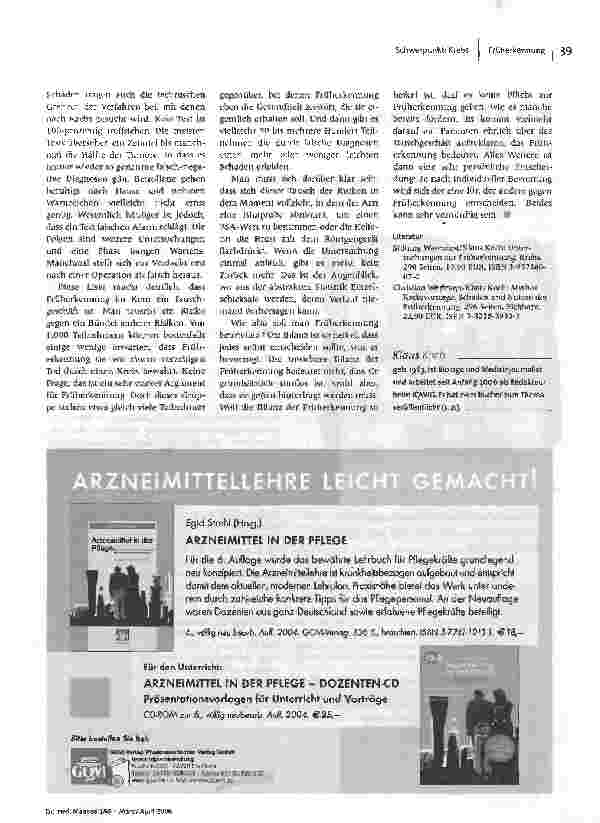 Vorschauseite 4: Tausch von RisikenSind Untersuchungen zur Krebsfrüherkennung sinnvoll?