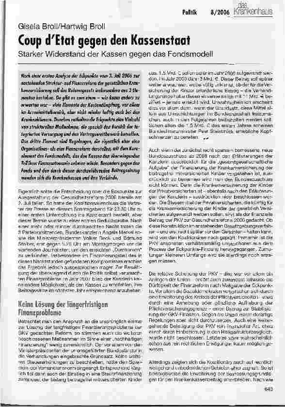 Vorschauseite 1: Coupd Etat gegen den Kassenstaat