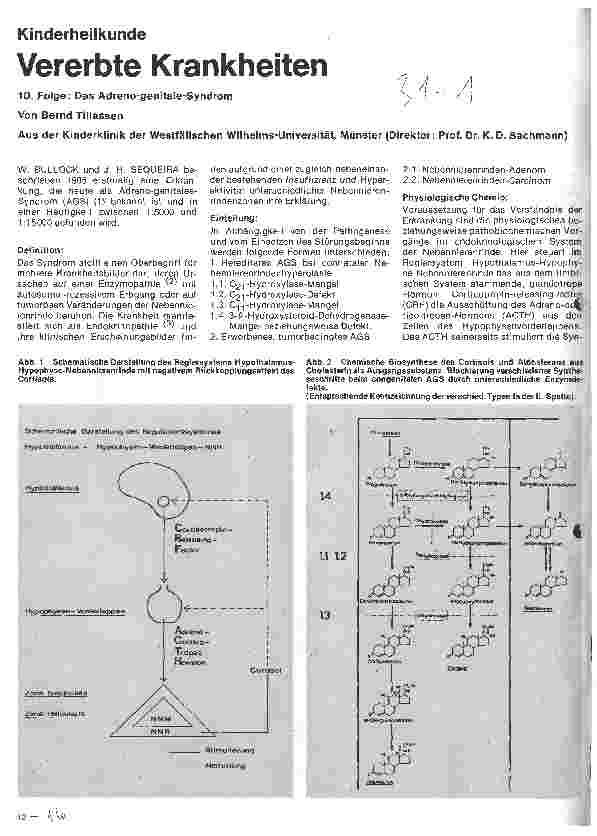 Vorschauseite 1: Kinderheilkunde Vererbte Krankheiten 10. Folge: Das Adreno-genitale Syndrom