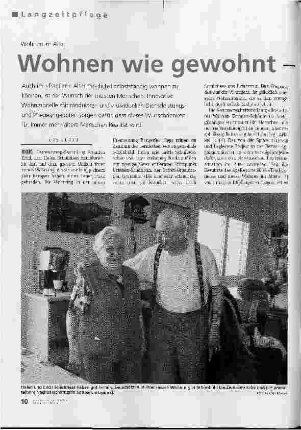 Vorschauseite 1: Wohnen wie gewohnt - plus Pflege