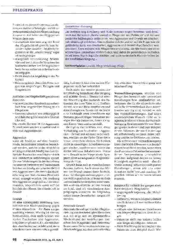 Vorschauseite 3: Gewalt zwischen Pflegenden und Patienten