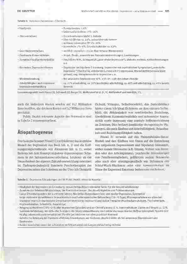 Vorschauseite 2: Depression - eine Volkskrankheit: gesundheitspolitische und präventive Anmerkungen