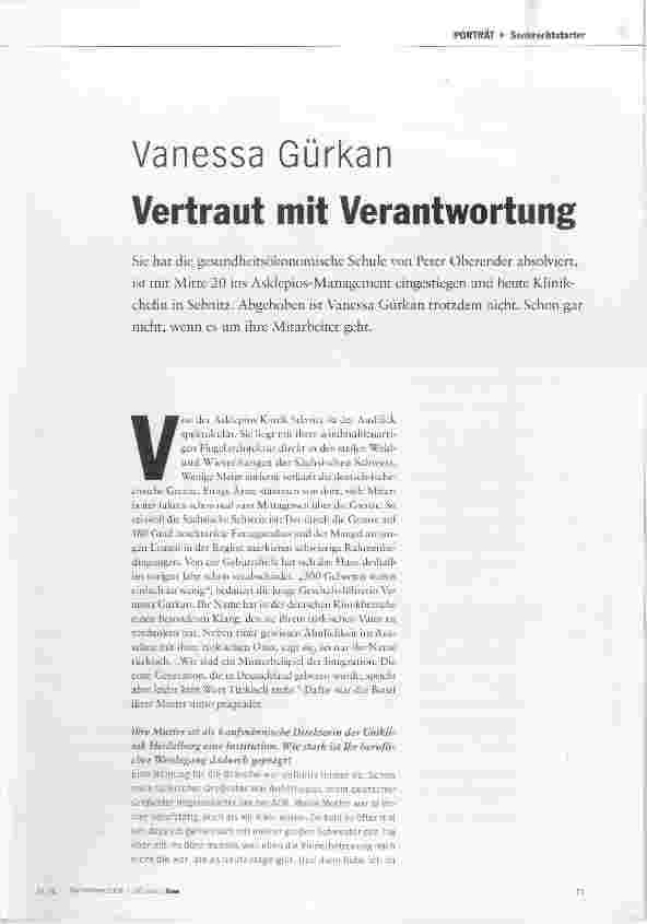 Vorschauseite 2: Vanessa Gürkan Vertraut mit Verantwortung