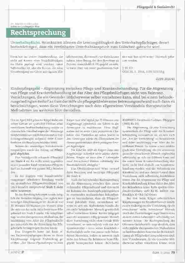 Vorschauseite 1: Rechtsprechung Unterhaltspflicht