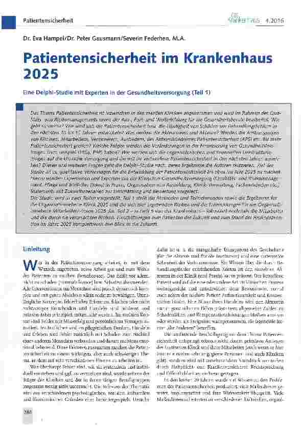 Vorschauseite 1: Patientensicherheit im Krankenhaus 2025