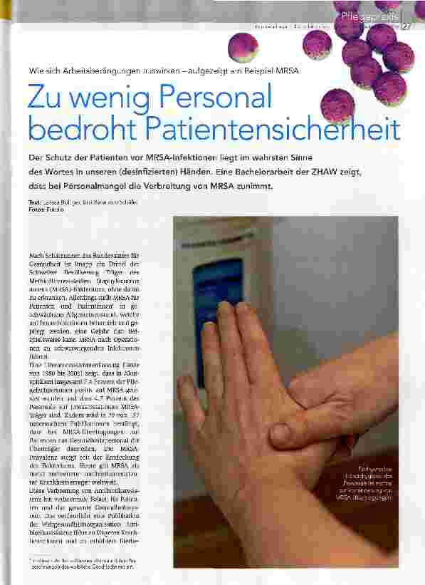 Vorschauseite 1: Zu wenig Personal bedroht die Patientensicherheit