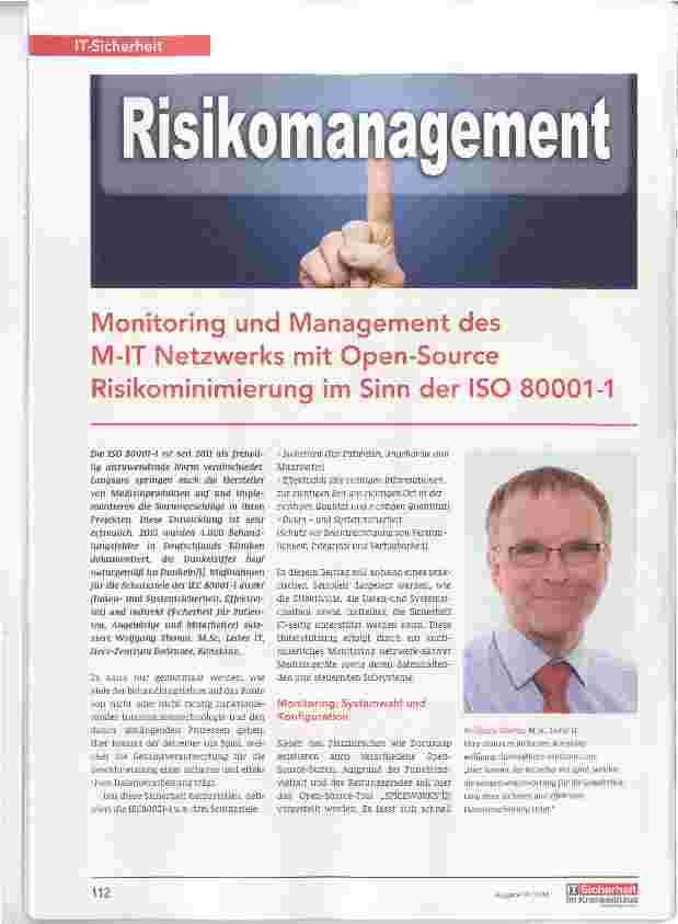 Vorschauseite 1: Monitoring und Management des M-IT Netzwerks mit Open-Source Risikominimierung im Sinn der ISO 80001-1
