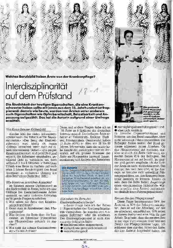 Vorschauseite 1: Interdisziplinarität auf dem Prüfstand Welches Berufsbild haben Ärzte von der Krankenpflege?