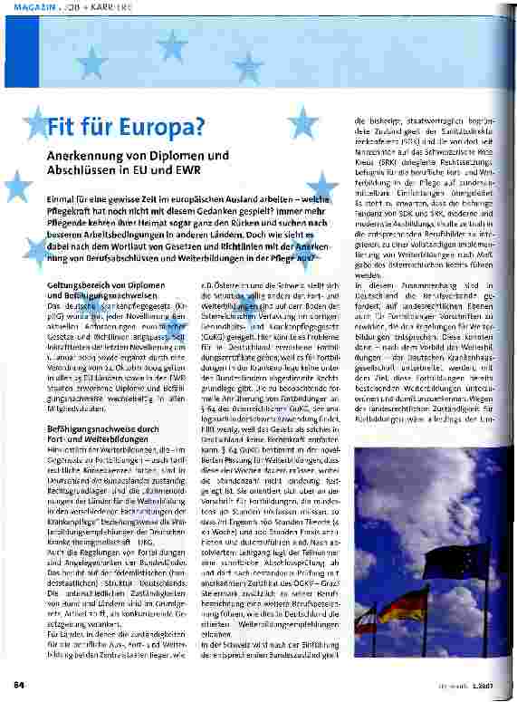 Vorschauseite 1: Fit für Europa - Anerkennung von Diplomen und Abschlüssen in EU und EWR