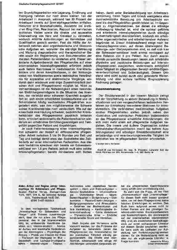 Vorschauseite 4: Technische und personell Überwachung in der Intensivpflege