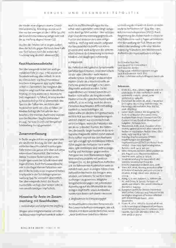 Vorschauseite 3: Besondere Infektionsgeschehen im Land Berlin: Keuchhusten