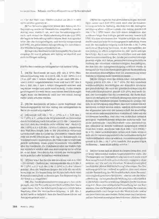 Vorschauseite 2: Befugnis zum Feststellungsantrag auf Nichtwählbarkeit